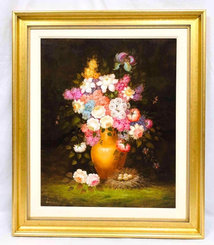 Large Acrylic Framed "Floral Still Life" By Jordaens (1 of 9)