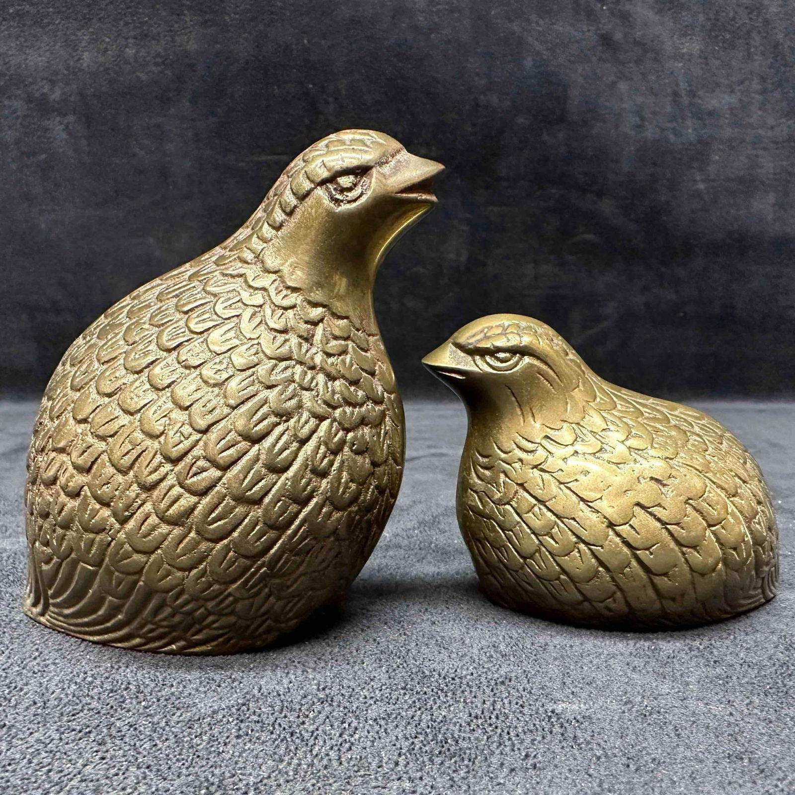 Brass Quail Bird Partridge Home Decor Mid Century Figurines Set (1 of 5)