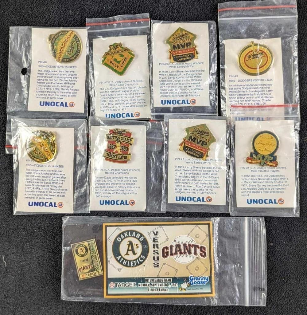 Unocal 76 Baseball & Bonus Granny Goose Athletics Pins (1 of 7)