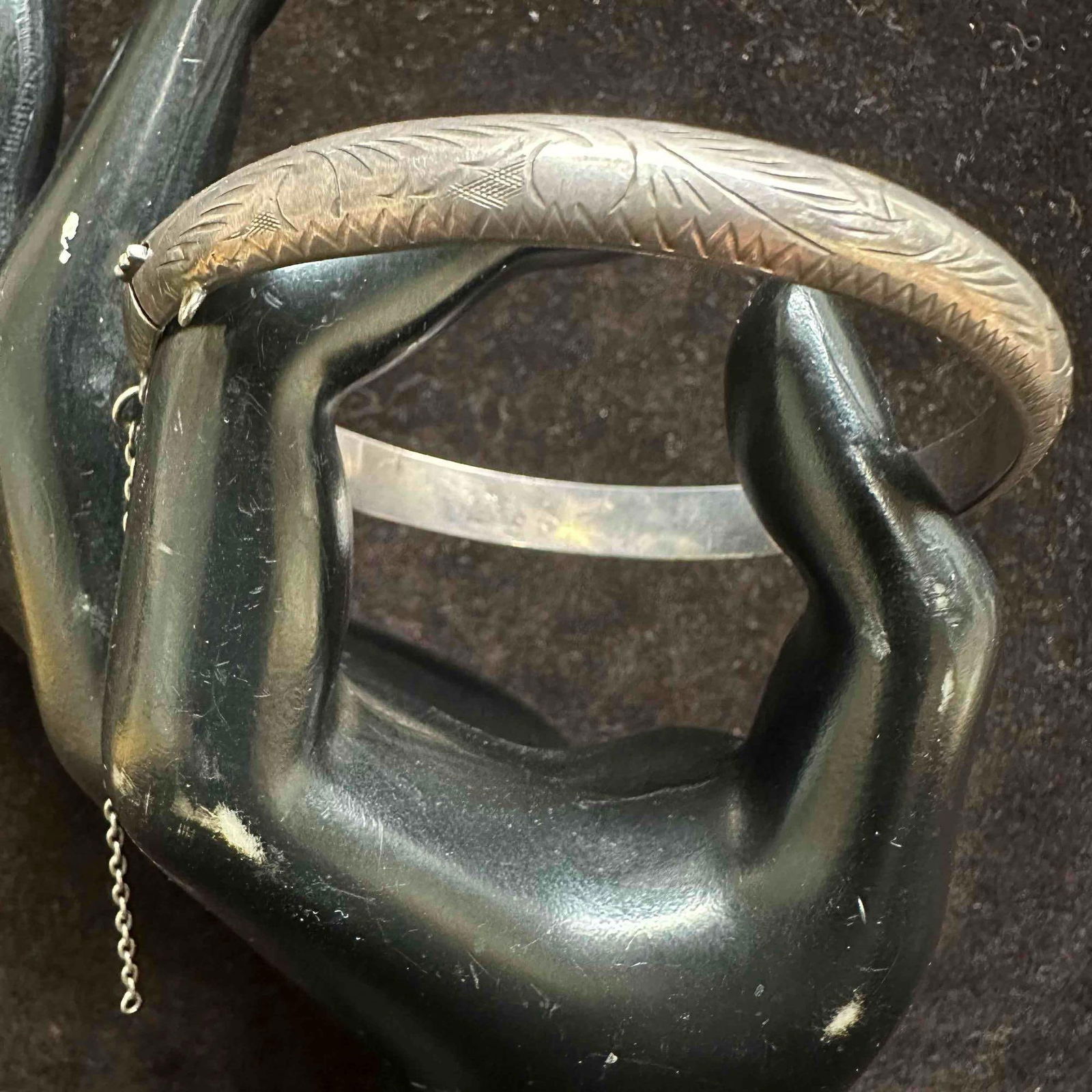 Sterling Silver 925 Hinged Bracelet Geometric Motif Accents G70 (1 of 10)