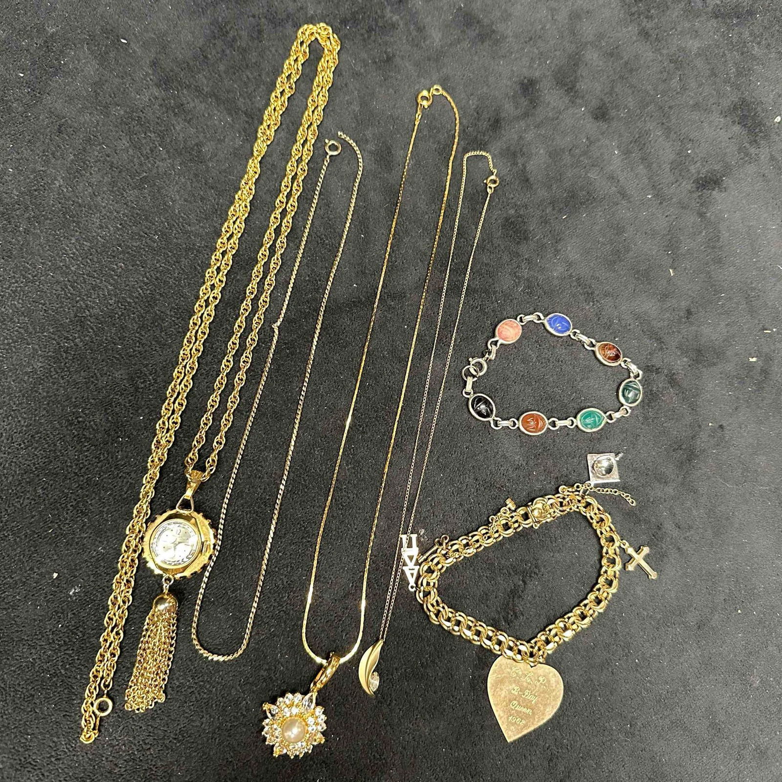 Gold Filled Costume Jewelry Lot Necklaces Bracelets Watch Pendant Scarab Beetle (1 of 10)