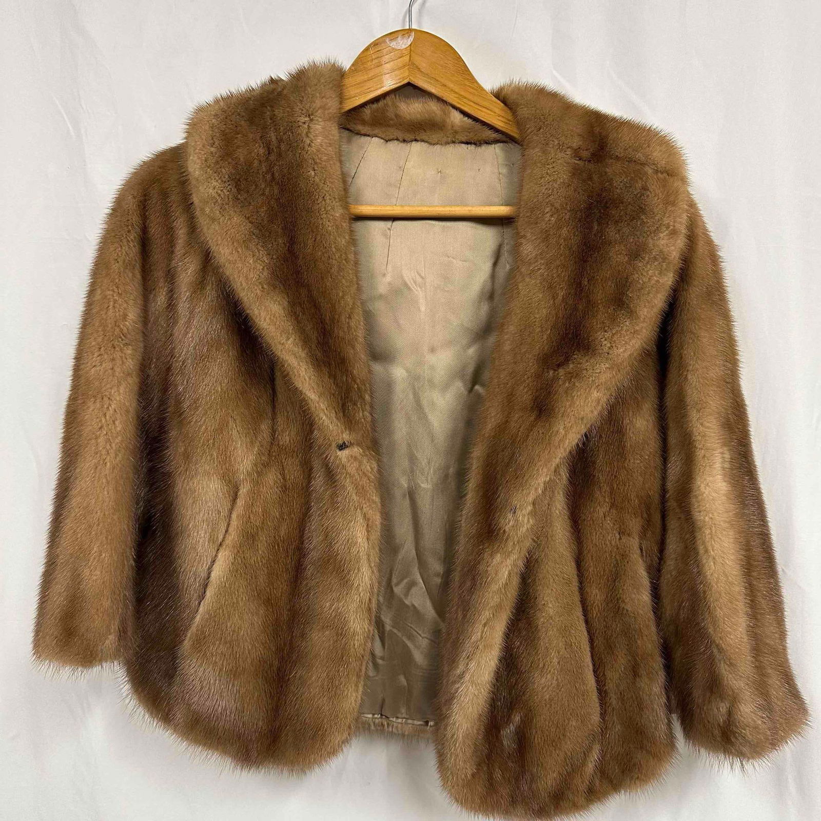 Unmarked Brown Mink Fur Jacket Women’s Short Coat Shawl Style JB (1 of 7)