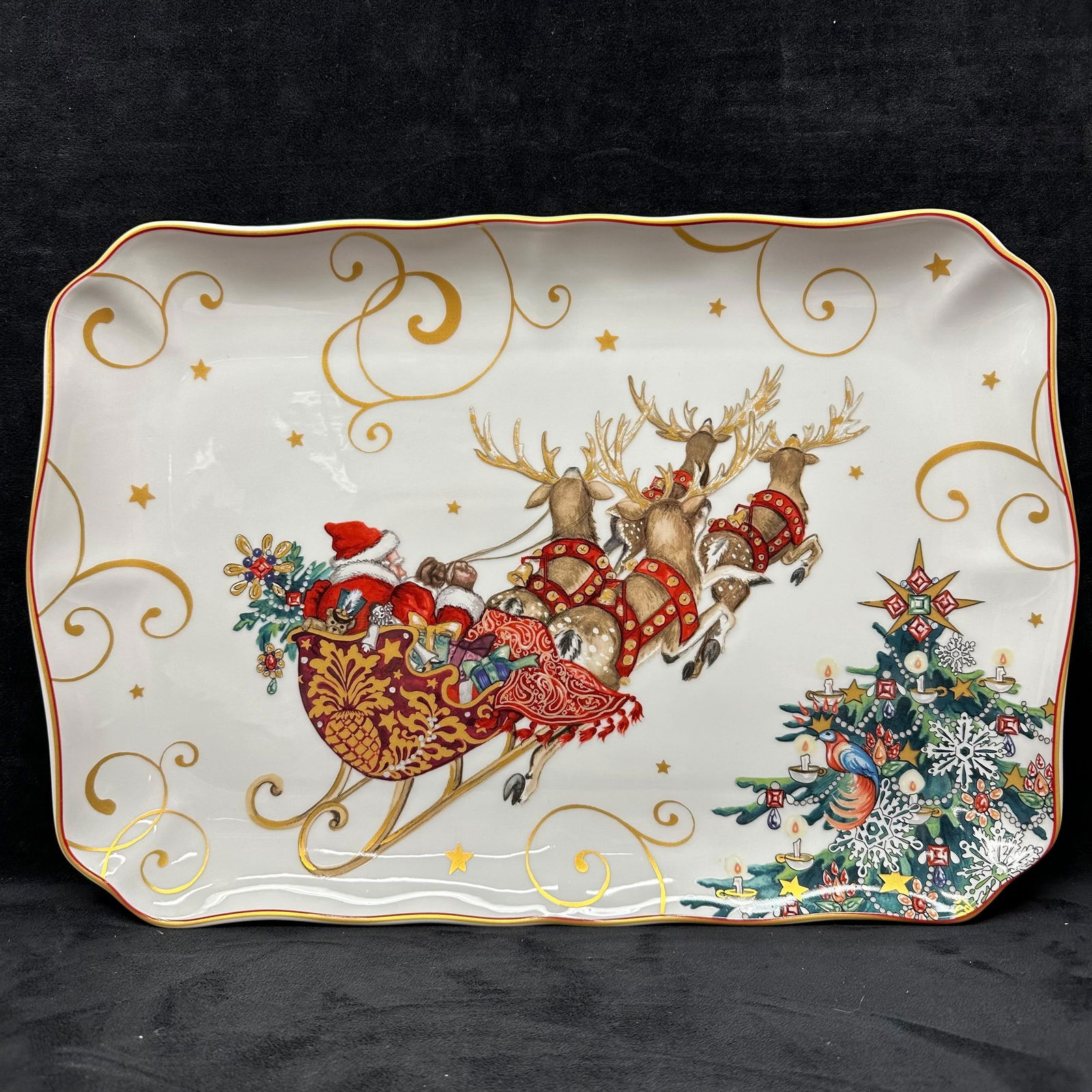 Williams Sonoma Santa Claus Rectangular Platter Holiday Serving Tray (1 of 6)
