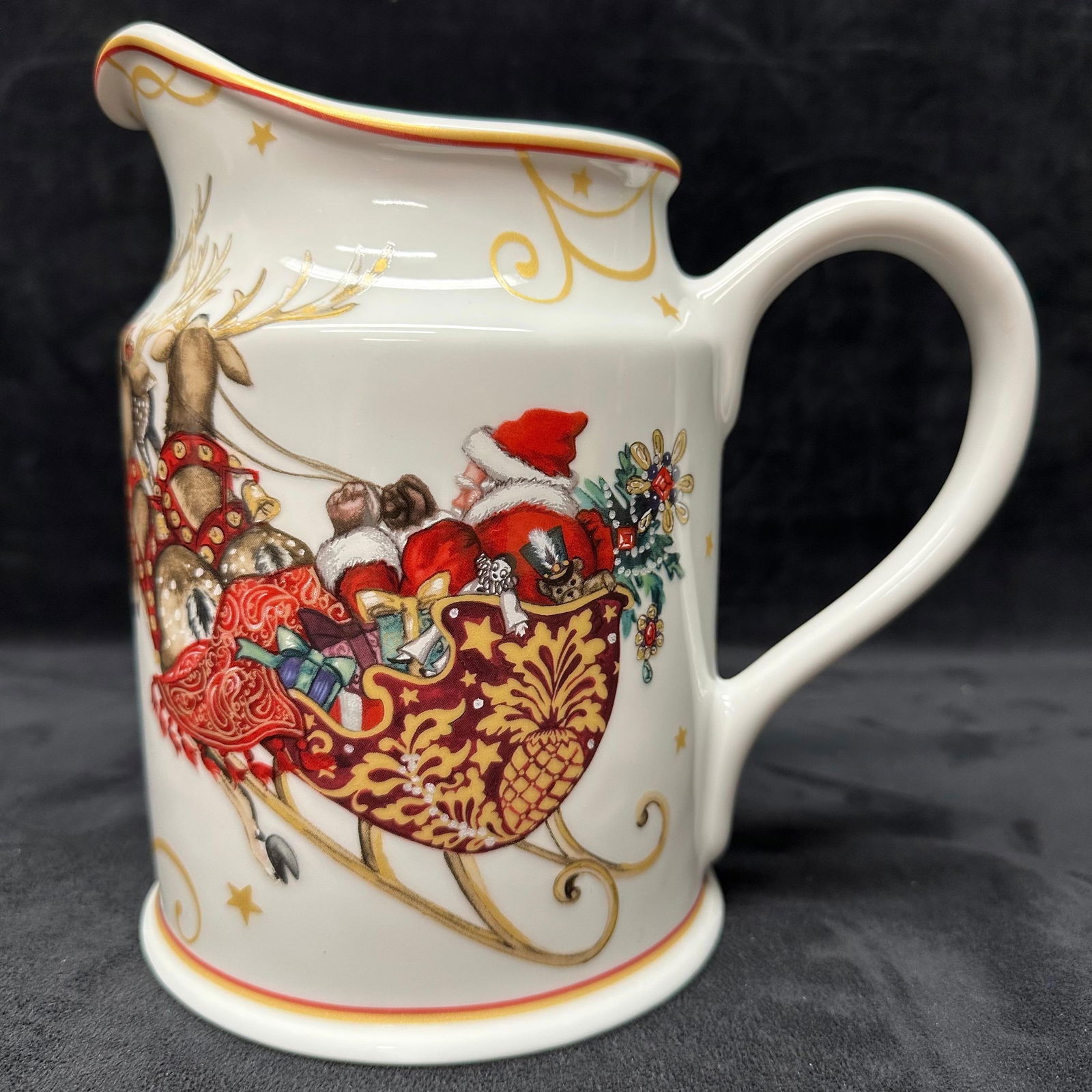 Santa Sleigh and Reindeer Williams Sonoma Twas the Night Before Christmas Porcelain Pitcher (1 of 7)