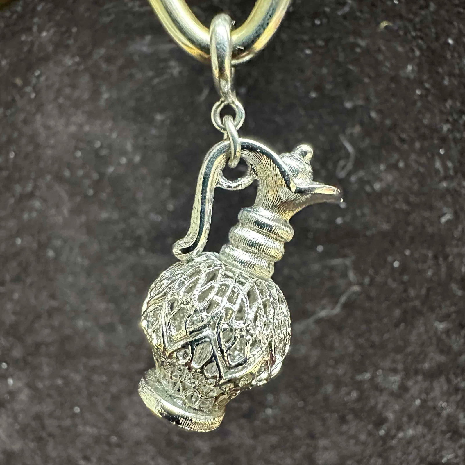 Filigree Pitcher Ornate Charm Sterling Silver Pendant: This item is in good pre-owned, previously used/displayed condition with noticeable light wear, and surface scratches. Please reference all photos for full details. This piece of jewelry has been test