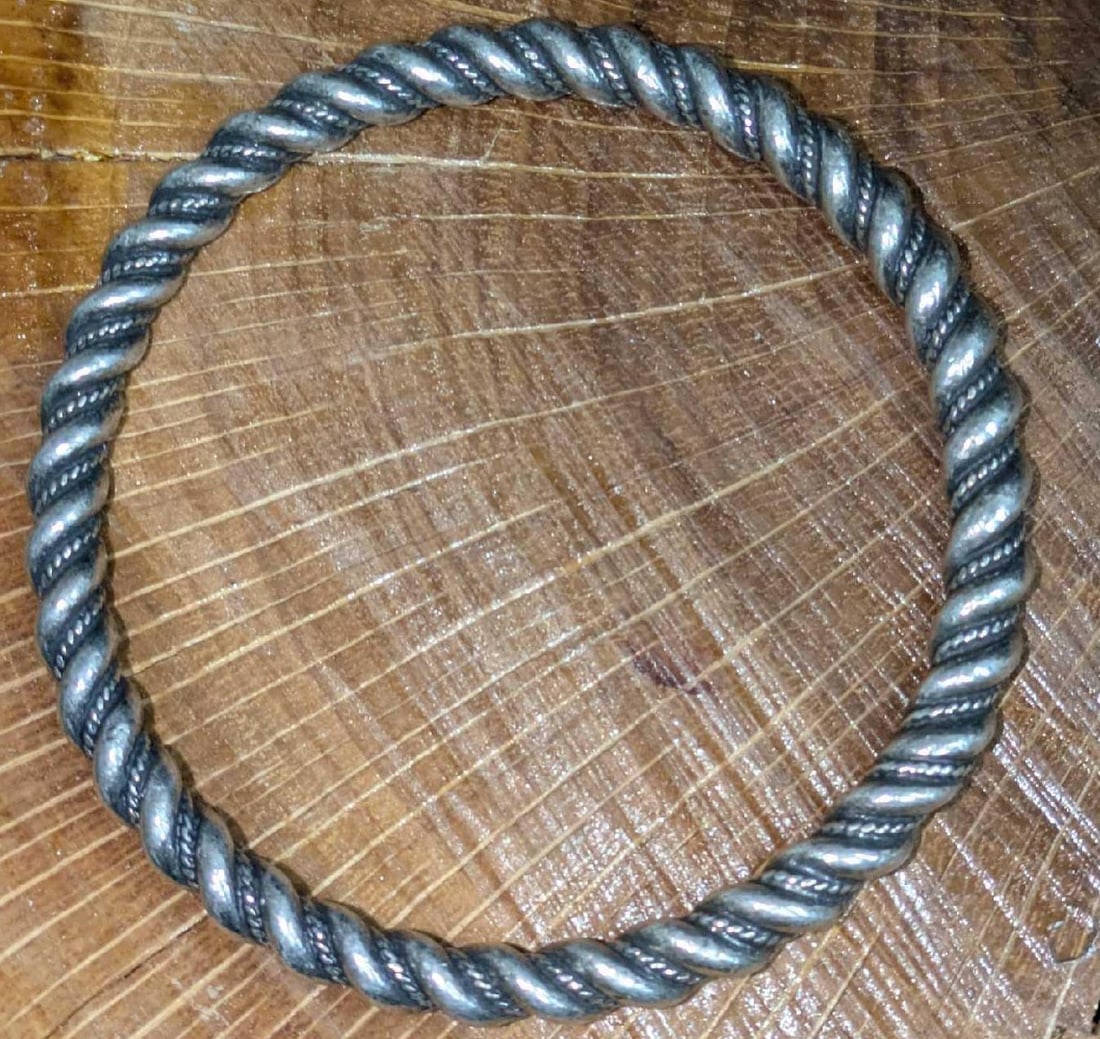 Vintage Sterling Silver Twisted Cuff Bangle Bracelet G (1 of 4)
