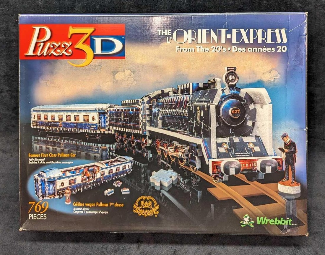 The Orient Express 769 3D Pieces Puzzle: The Orient Express 769 3D Pieces Puzzle. All come in the original box that is approx 17" x 4" x 13" and it weighs 1.54lb. The puzzle has been used before and some pieces are still attached.
