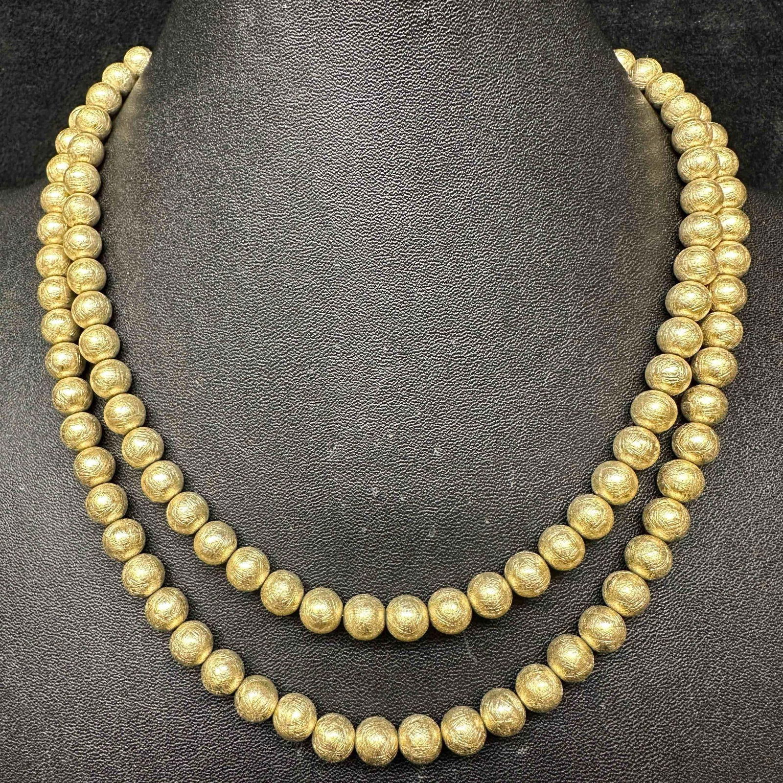 Whiting and Davis Mesh Bags Gold Toned Ball Round Beaded Necklace D71 (1 of 9)