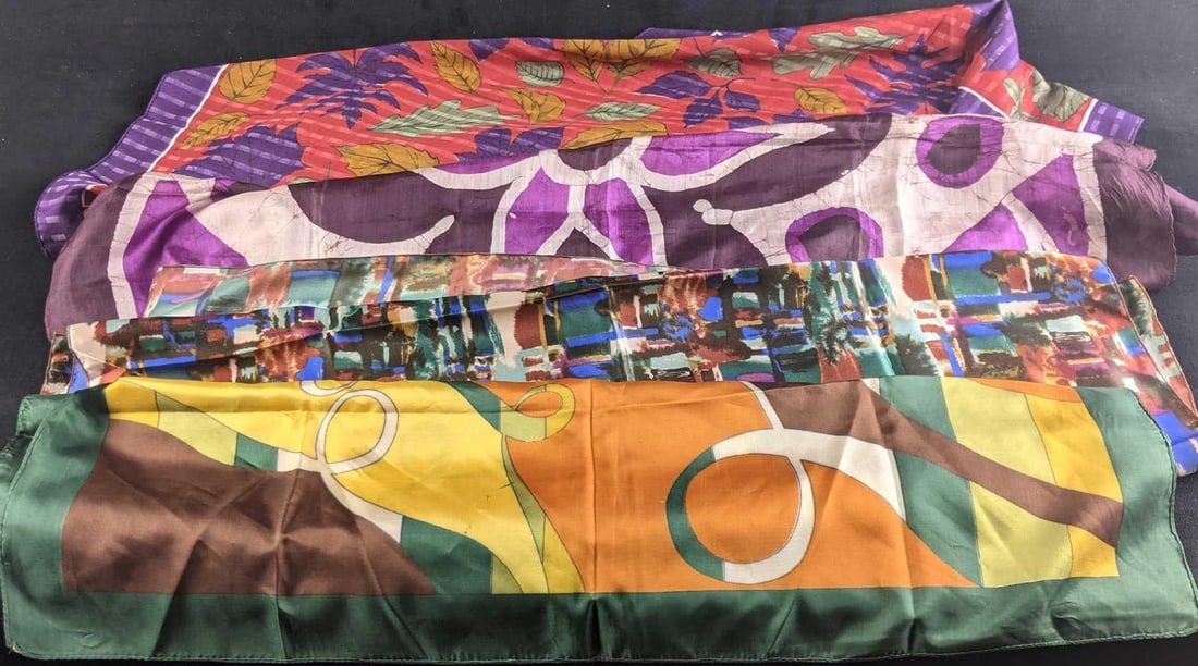 Vintage Assorted Silk and Cloth Scarves (1 of 9)