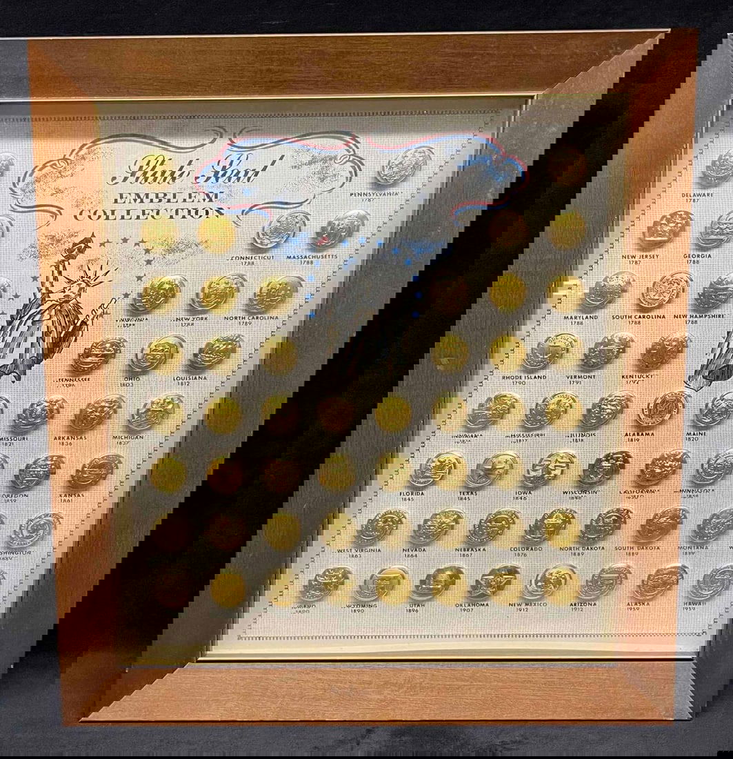 Vintage Shadow Box State Seal Emblem Button Collection (1 of 7)