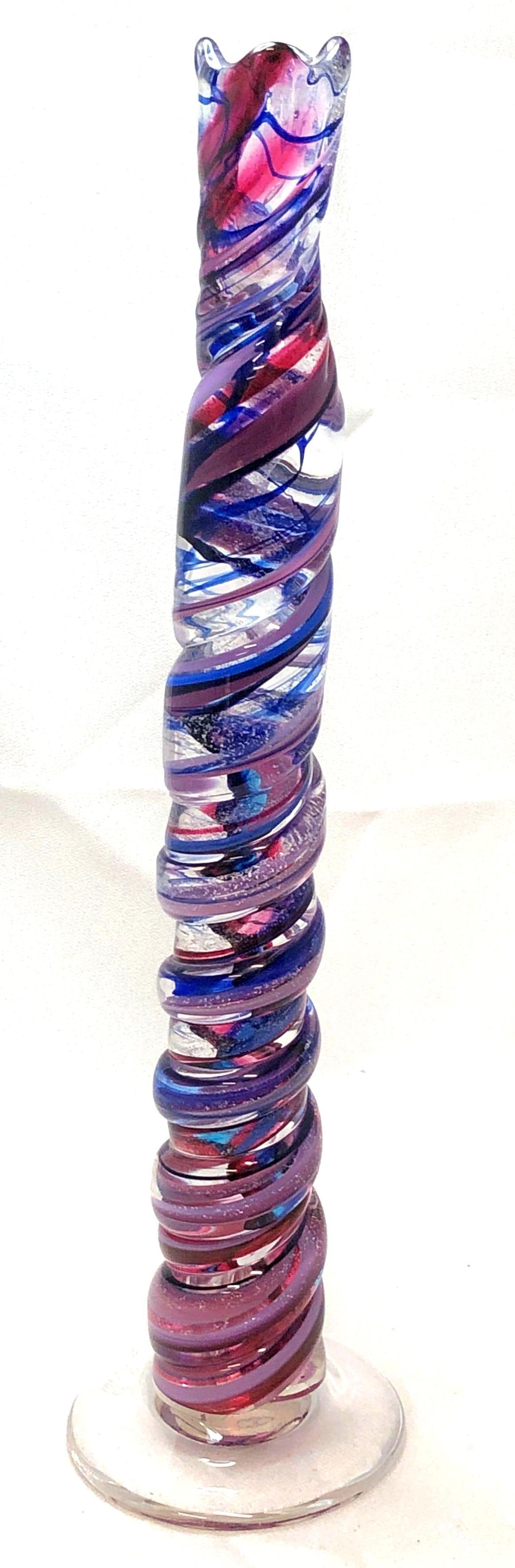 David Goldhagen Polychrome Blown Glass Candlestick (JB) (1 of 6)