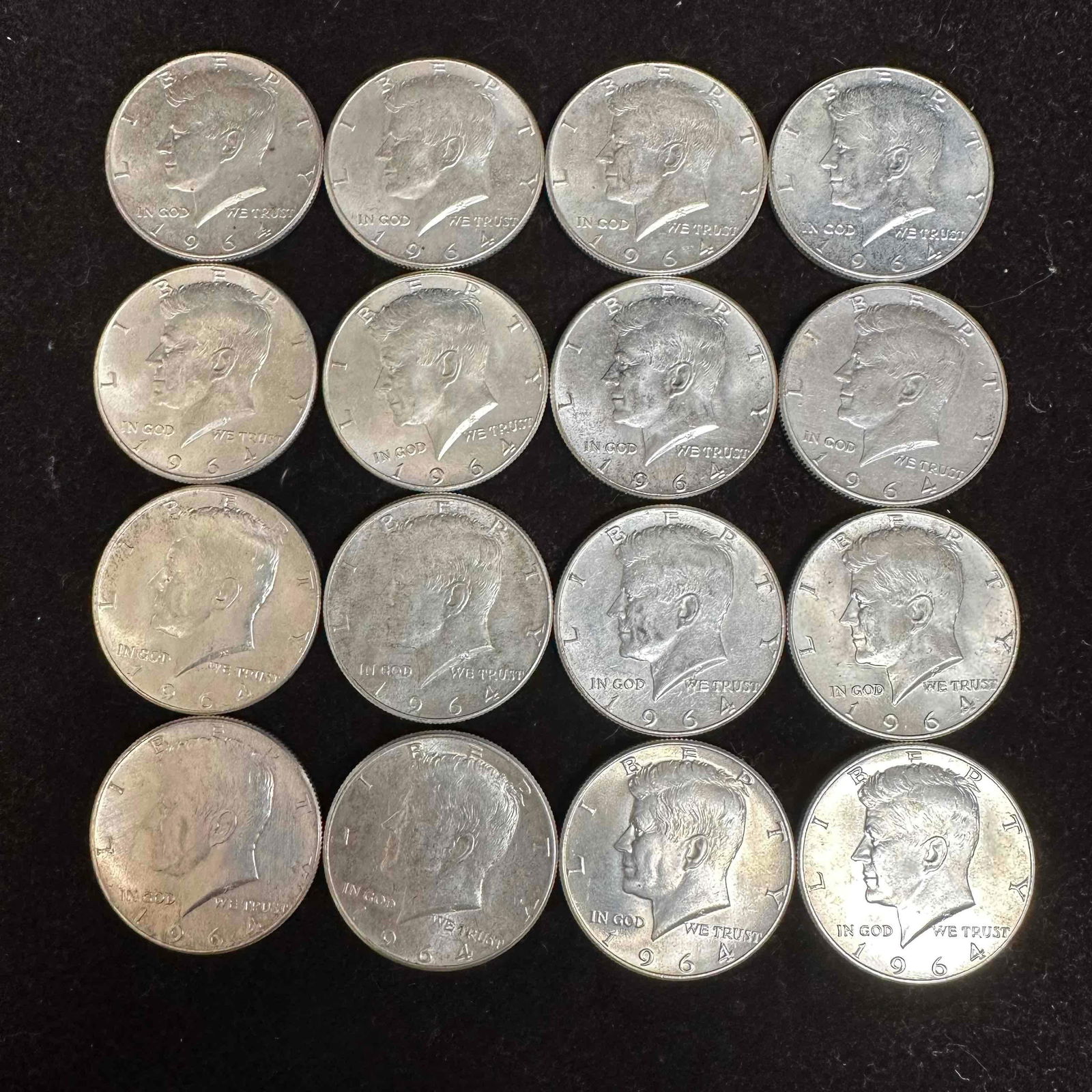 Set of Sixteen .900 Silver Coins 1964 Kennedy Half Dollar Coin Collection (1 of 5)