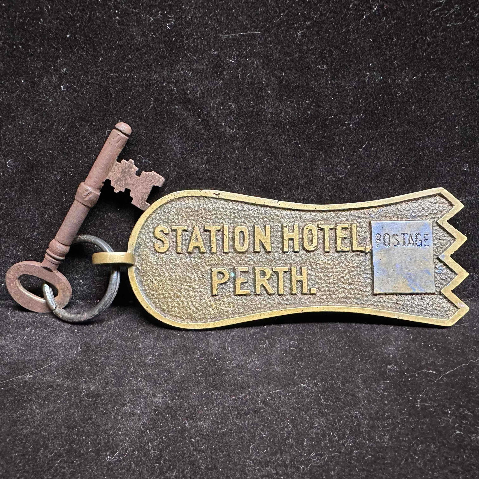 Antique 19th Century Station Hotel Perth Scotland Room Key with Original Brass Fob (1 of 10)