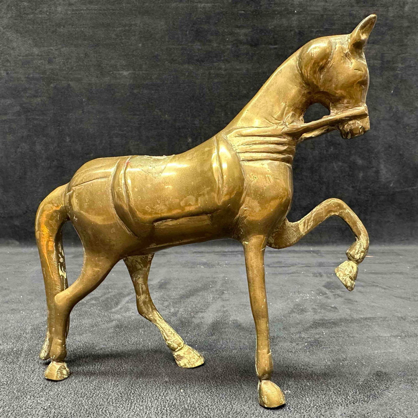 Solid Brass Statue Rearing Horse Figurine Equestrian Home Decor (1 of 7)
