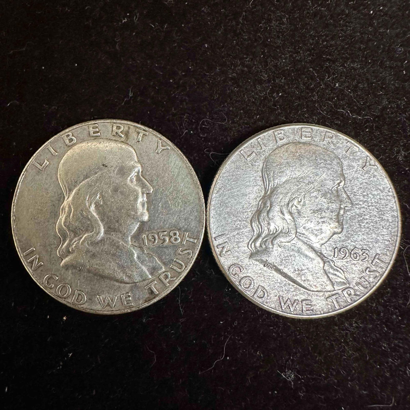 Set of Two .900 Silver Coins Franklin Half Dollars Coin Collection (1 of 5)