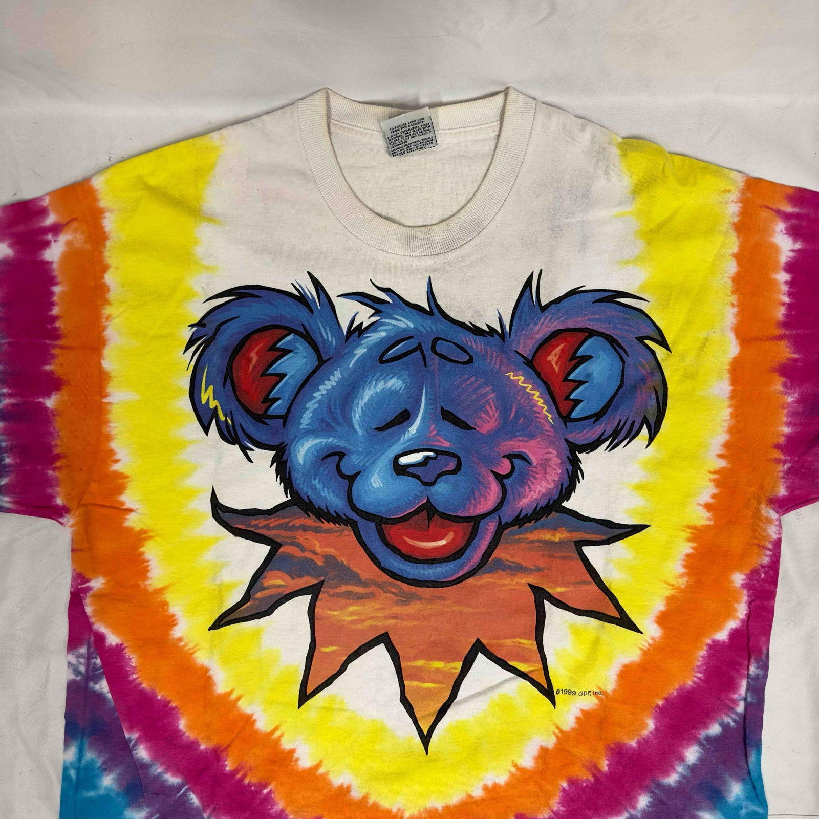 Grateful Dead 90's Vintage T-Shirt Bear Tie Dye XL Extra Large Liquid Blue (1 of 12)