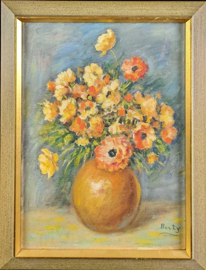 JB Framed Original Acrylic On Canvas Flower & Vase (1 of 6)