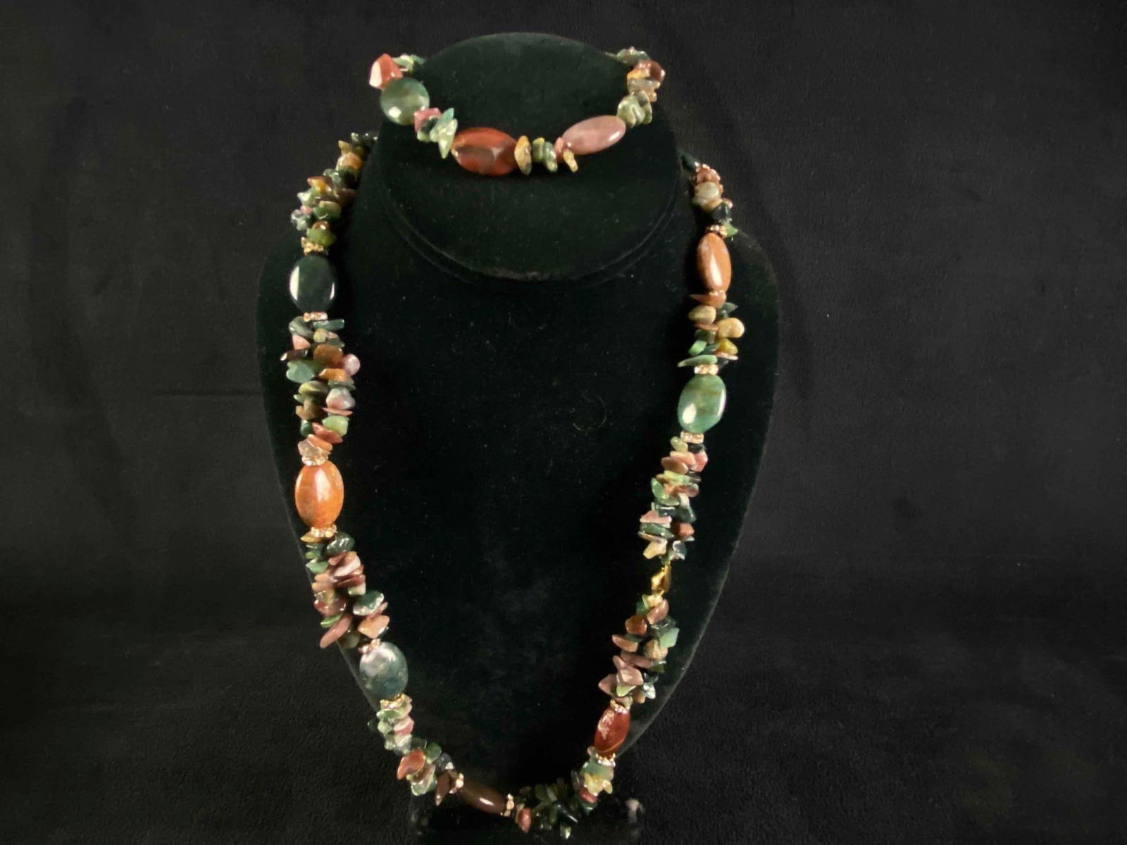 Vintage Natural Stone Beaded Necklace & Bracelet (1 of 6)