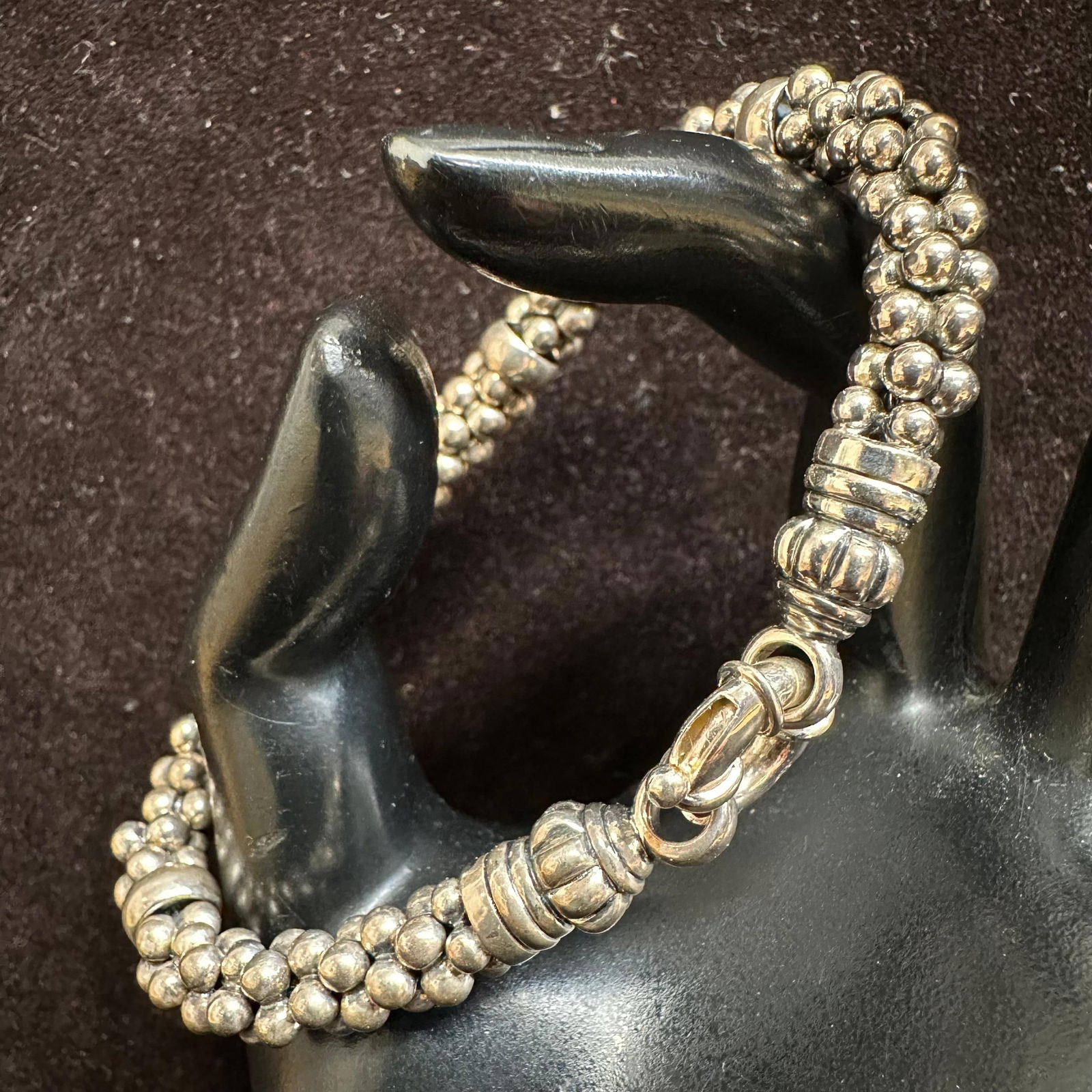 Heavy Sterling Silver Beaded Rope Bracelet Textured Bali Style Design M55 (1 of 10)