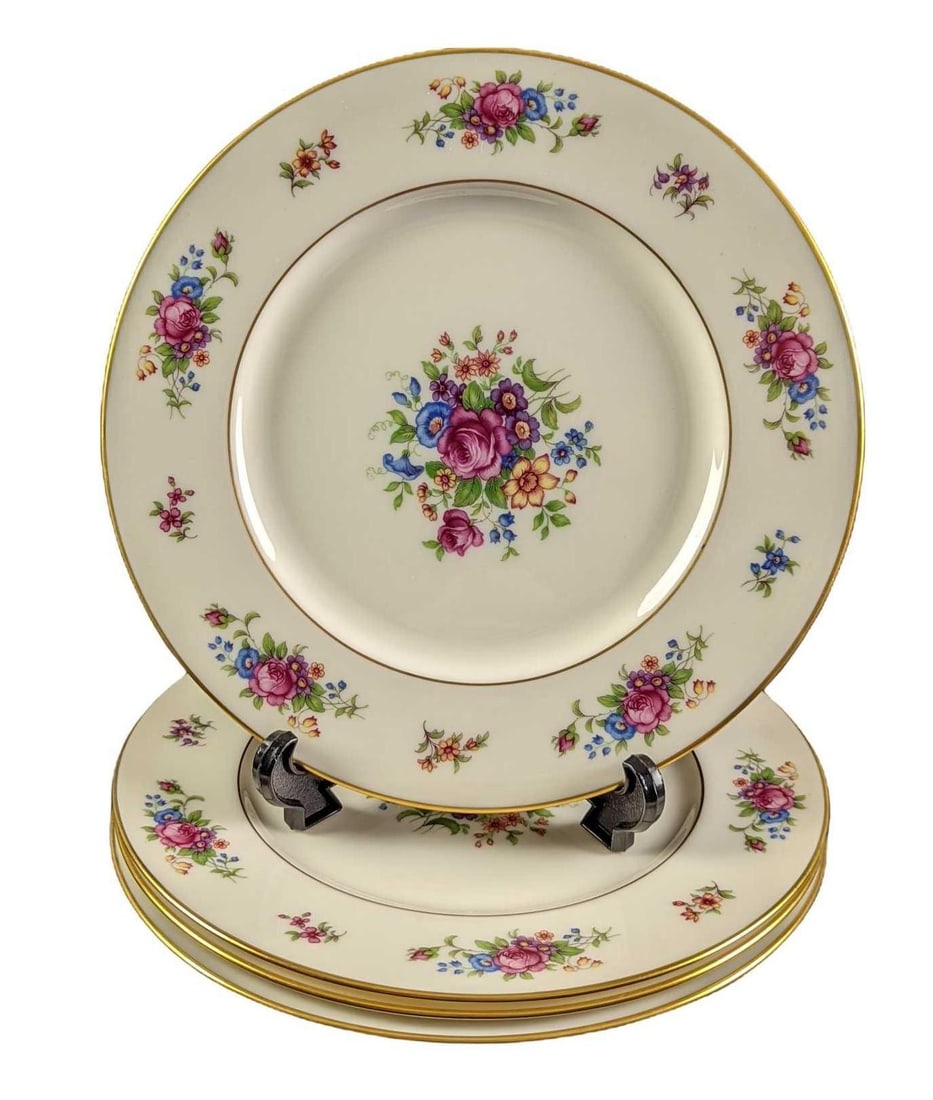 4 Vintage Retired Lenox Rose Dinner Plates (1 of 6)
