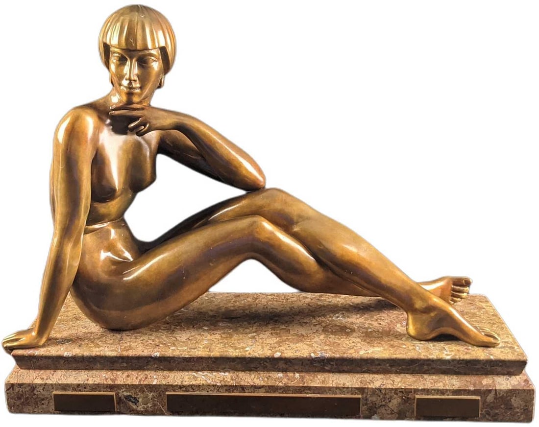 Maurice Guiraud-Rivière Bronze Nude Art Deco Sculpture Vintage (1 of 11)