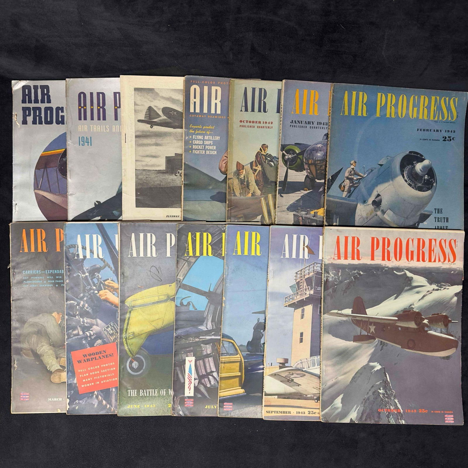 Air Progress Magazine 1940's Lot of 14 Fourteen Magazines Collection Set (1 of 6)