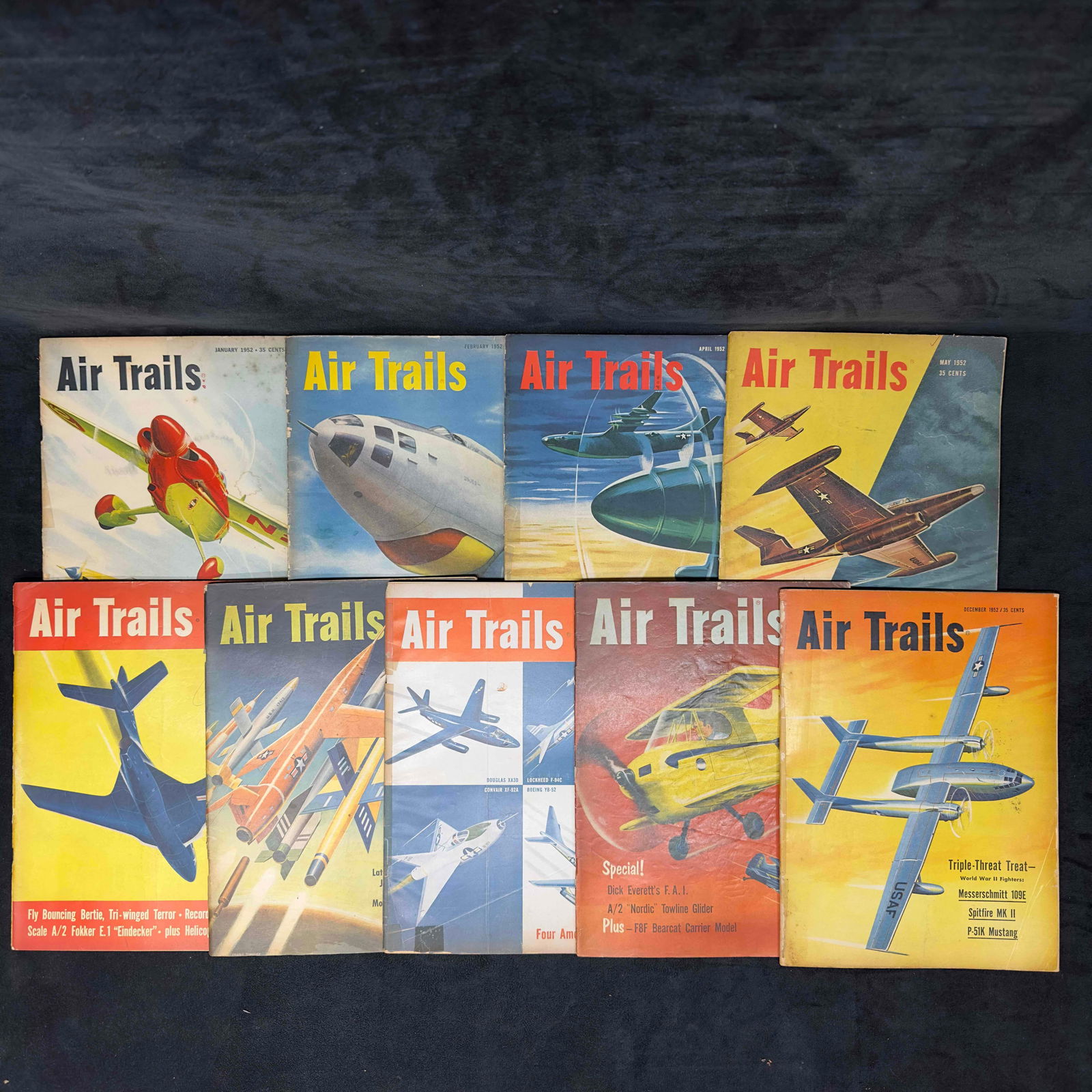 Air Trails Plane Aviation Magazine 1952 Lot of 9 Nine Magazines Collection Set (1 of 8)