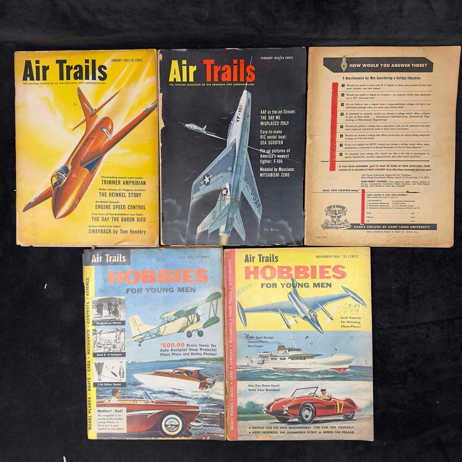 Air Trails Plane Aviation Magazine 1954 Lot of 5 Five Magazines Collection Set (1 of 7)