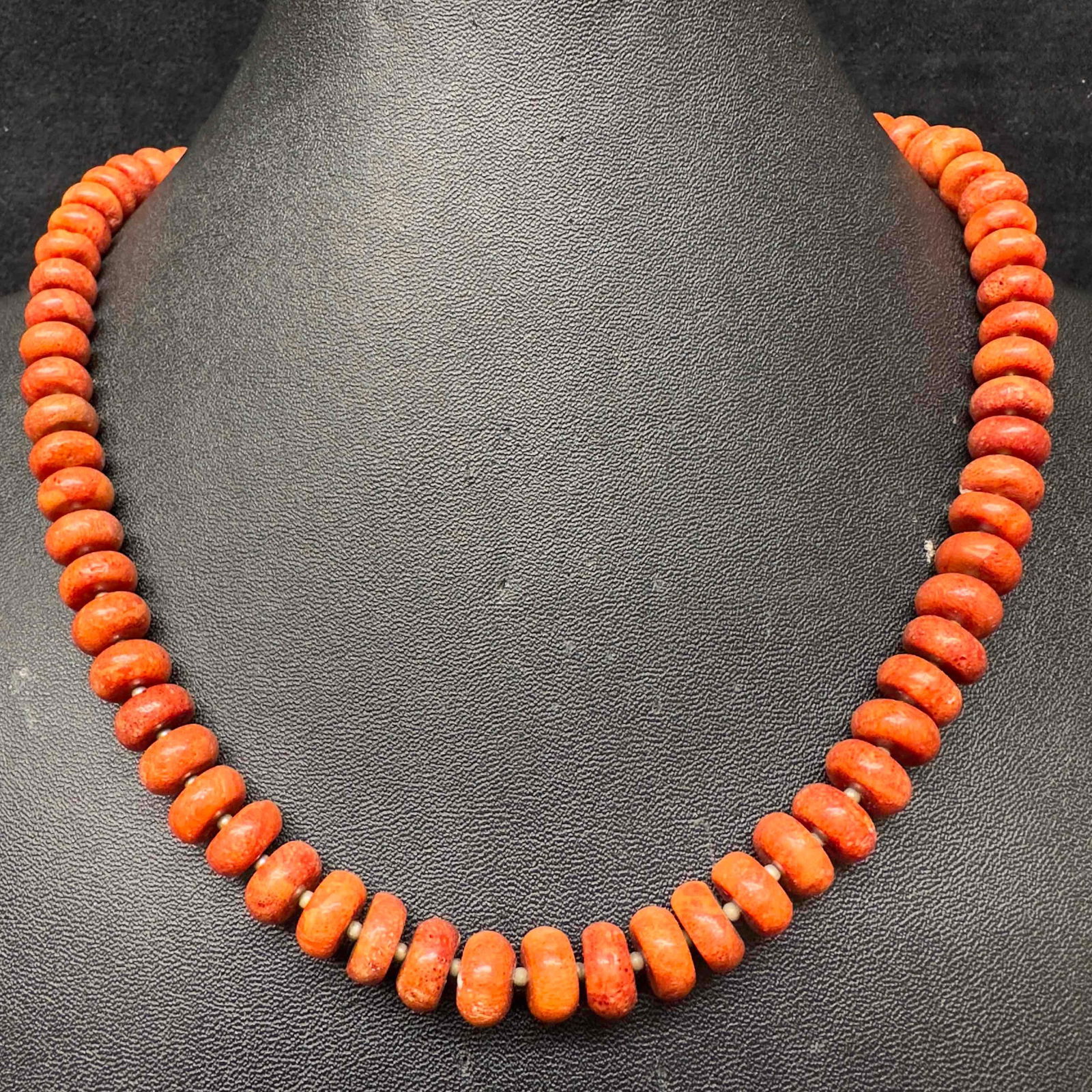 Red Jasper Beaded Sterling Silver Necklace Y19 (1 of 7)