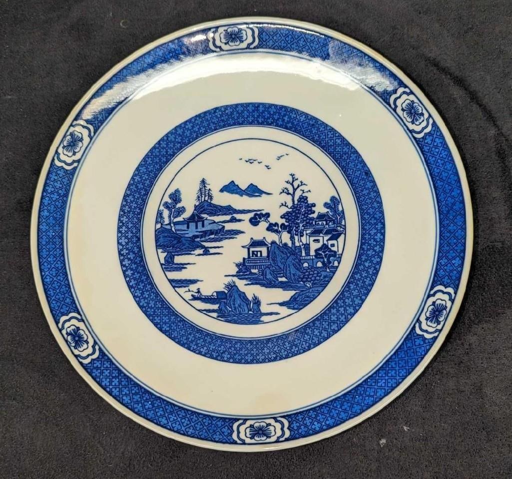 10" Vintage Wang S. Inc Blue Chinoiserie Porcelain Plate (1 of 5)
