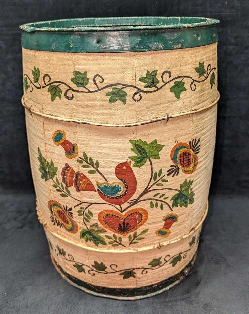 Antique Wood Barrel Dutch/Scandinavian Folk Art (1 of 7)