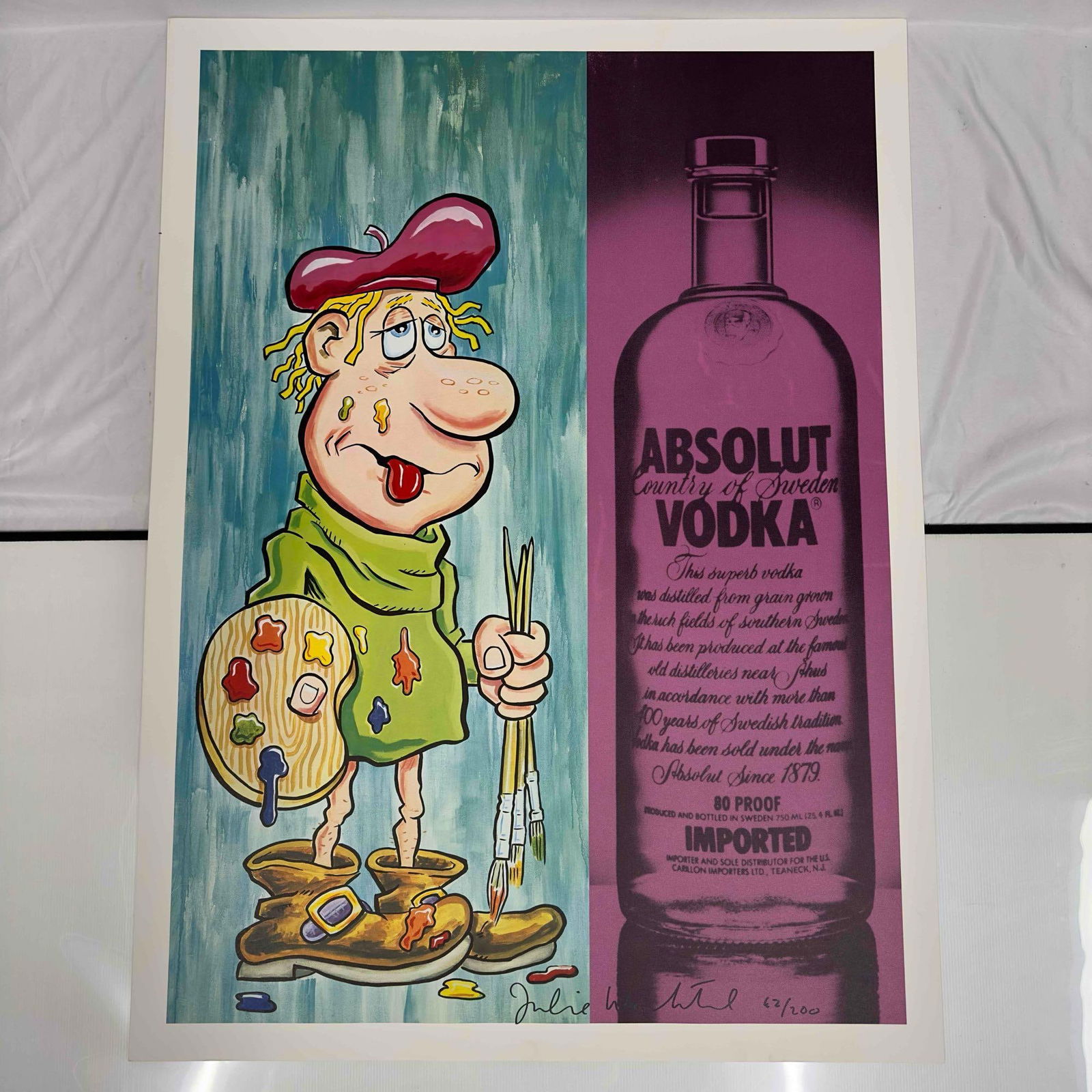 Julia Wachtel Absolut Vodka Ad Liquor Advertisement Lithograph Print Artist Signed Large (1 of 12)