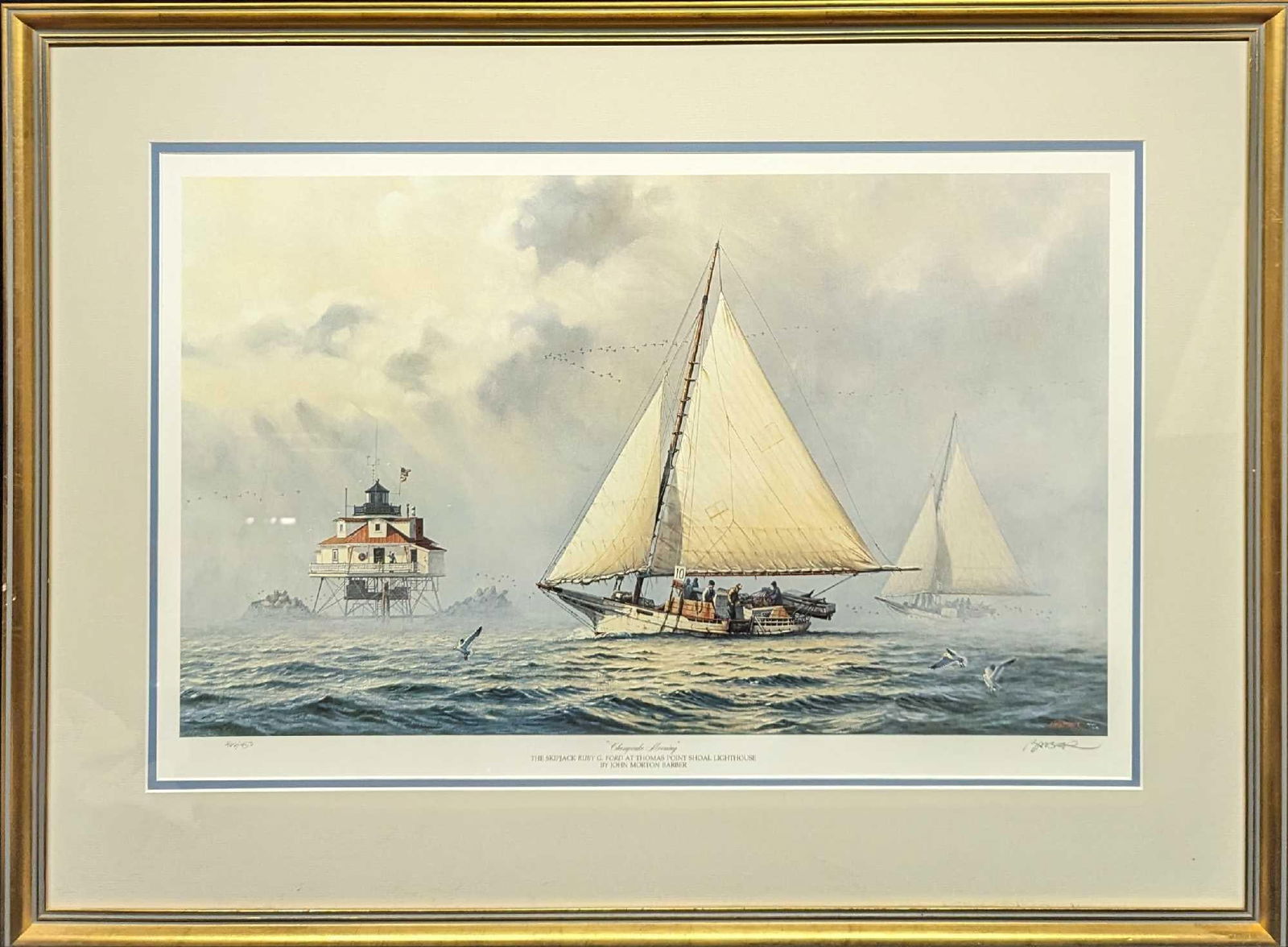 Framed John Morton Barber Chesapeake Morning Print S&N (1 of 6)