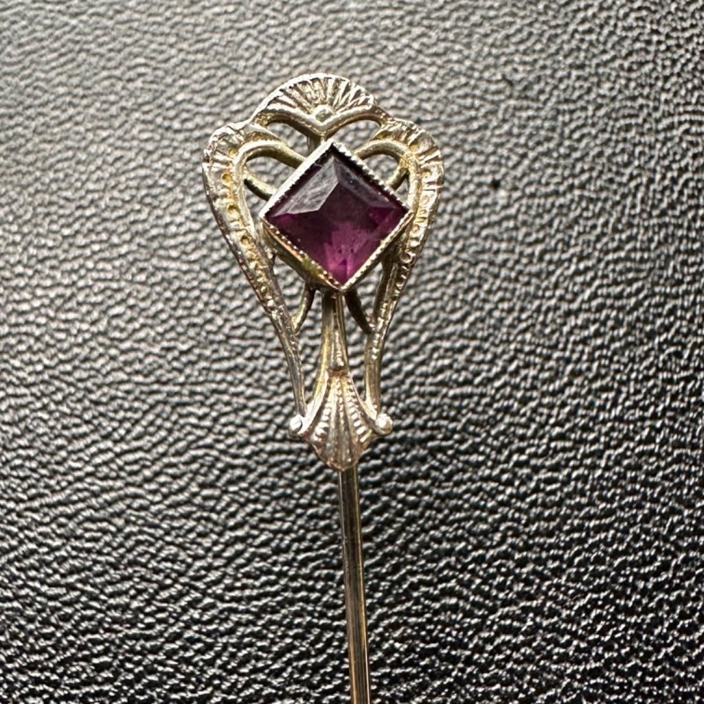 14k White Gold Amethyst Hat Pin (1 of 3)