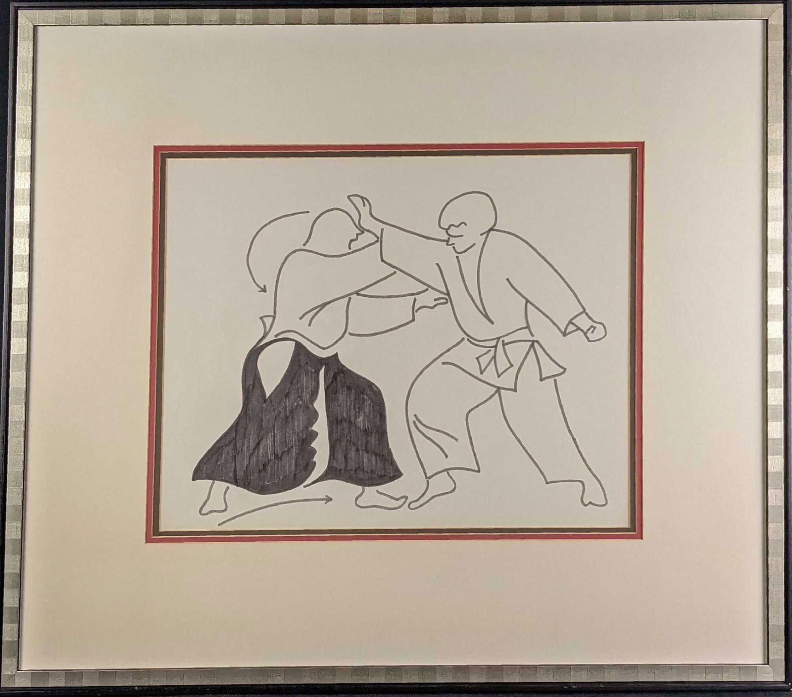 Framed Ink Wash Painting Judo Vs Karate (1 of 7)
