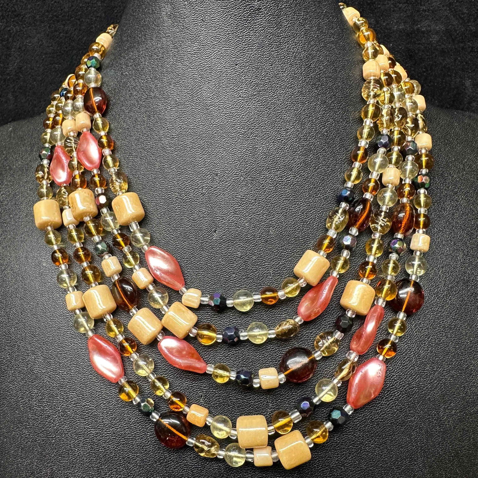 Multi Strand Germany Mixed Shape and Colored Glass Beaded Costume Necklace (1 of 7)