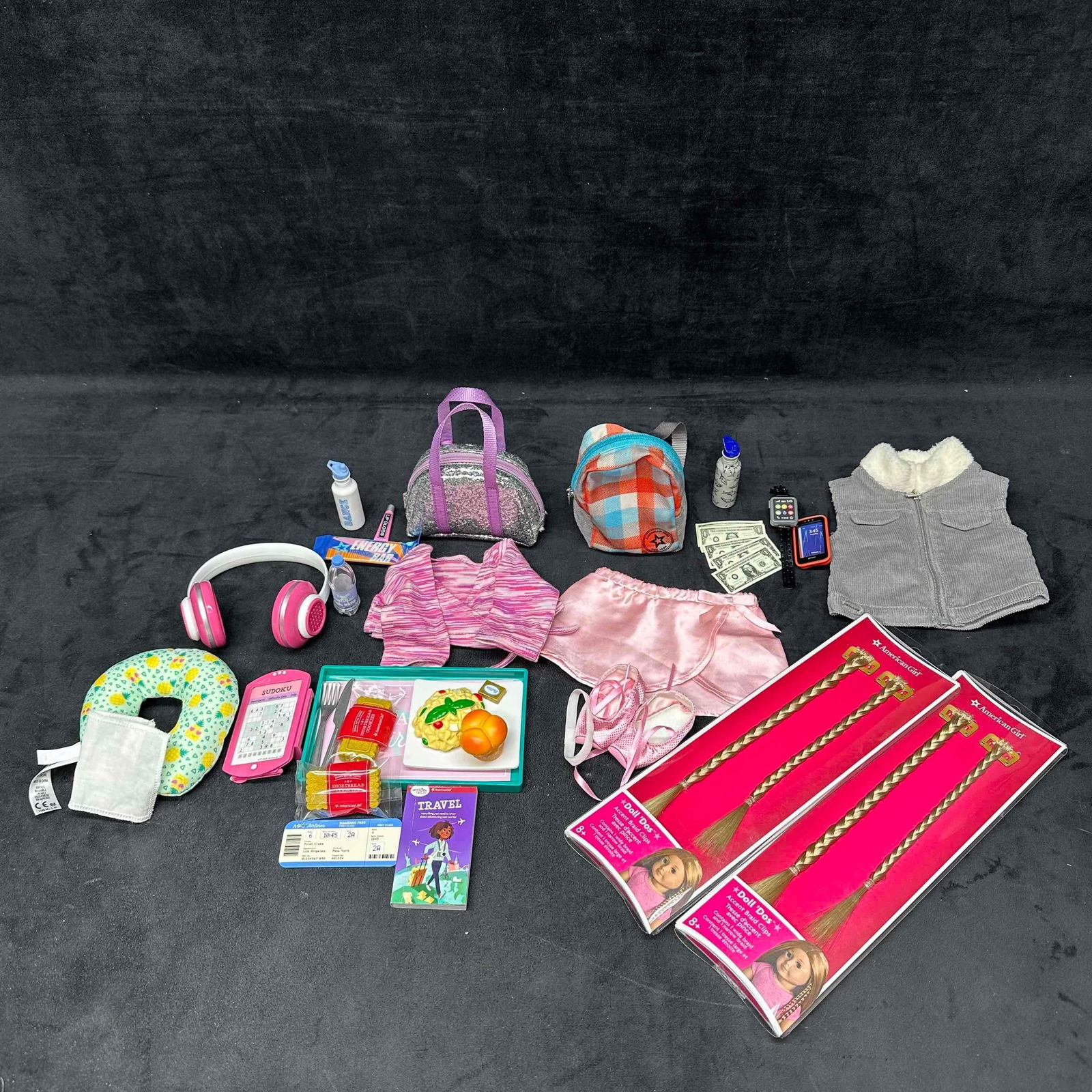 American Girl Doll Travel and Accessories Lot with Clothes Food and Gear (1 of 13)