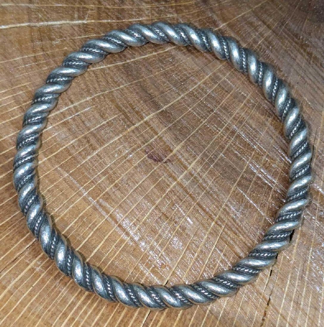 Vintage Sterling Silver Twisted Cuff Bangle Bracelet C (1 of 4)