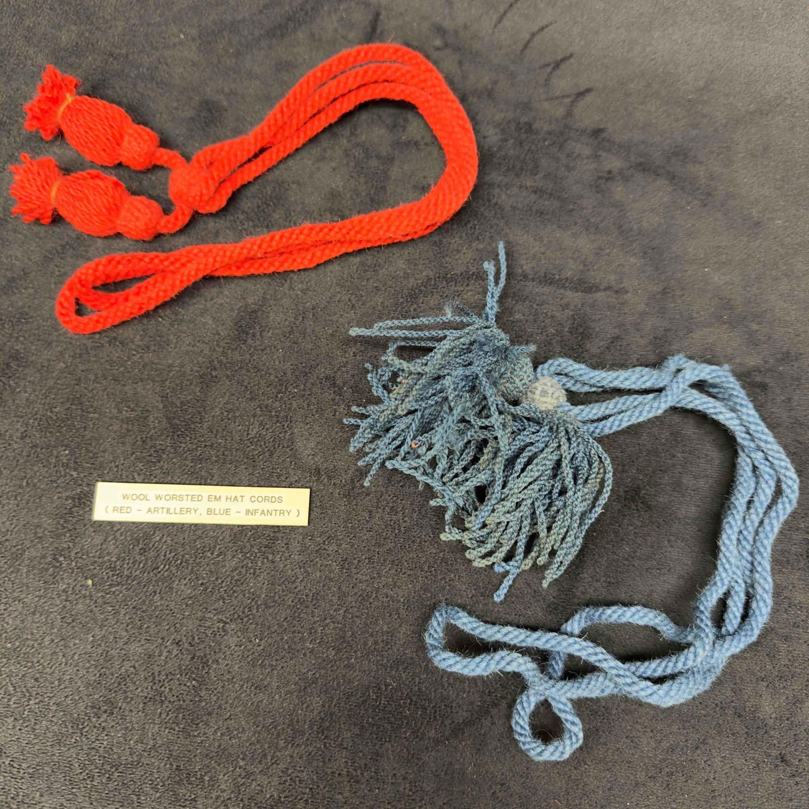 Wool Worsted EM Hat Cords Infantry Blue and Artillery Red Hat Cords Set Civil War Era (1 of 8)