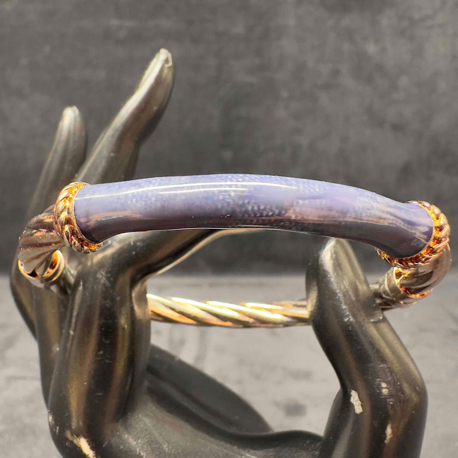 Enamel Denim Color Milor 925 Italy Sterling Hinged Bracelet (1 of 8)