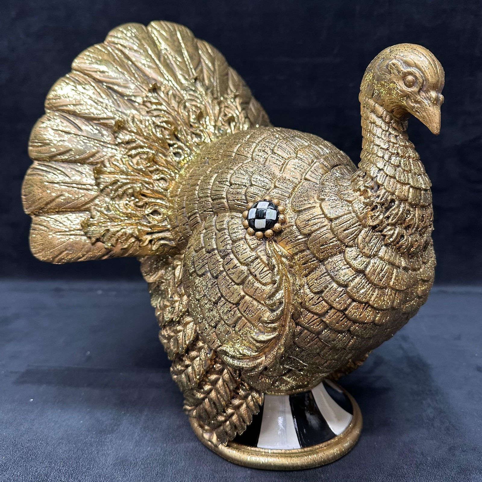 MacKenzie-Childs Autumn Harvest Copper Turkey Figurine Courtly Check (1 of 10)