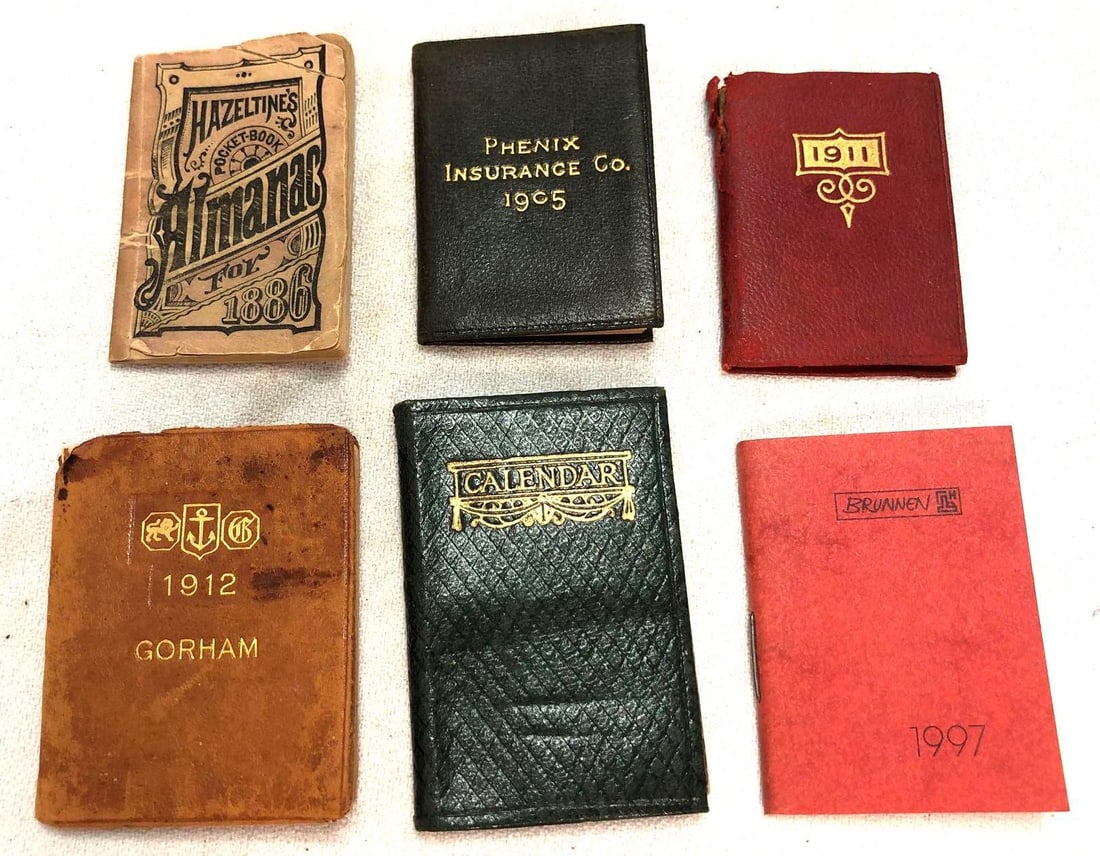 6 Pocket Calendars & Almanacs (Dates 1886-1997) (1 of 3)
