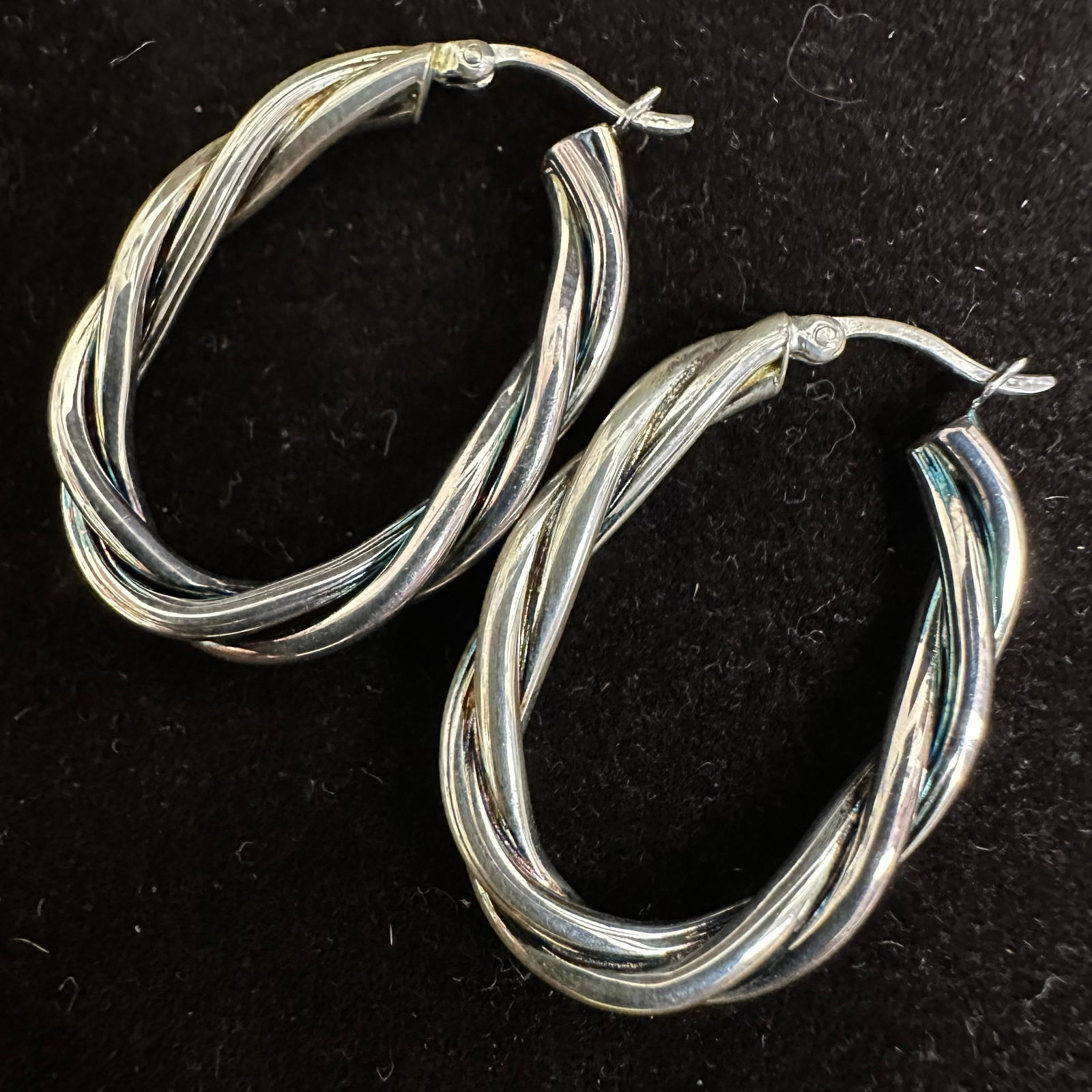 Thailand 925 Sterling Silver Twisted Hoop Earrings N6 (1 of 7)