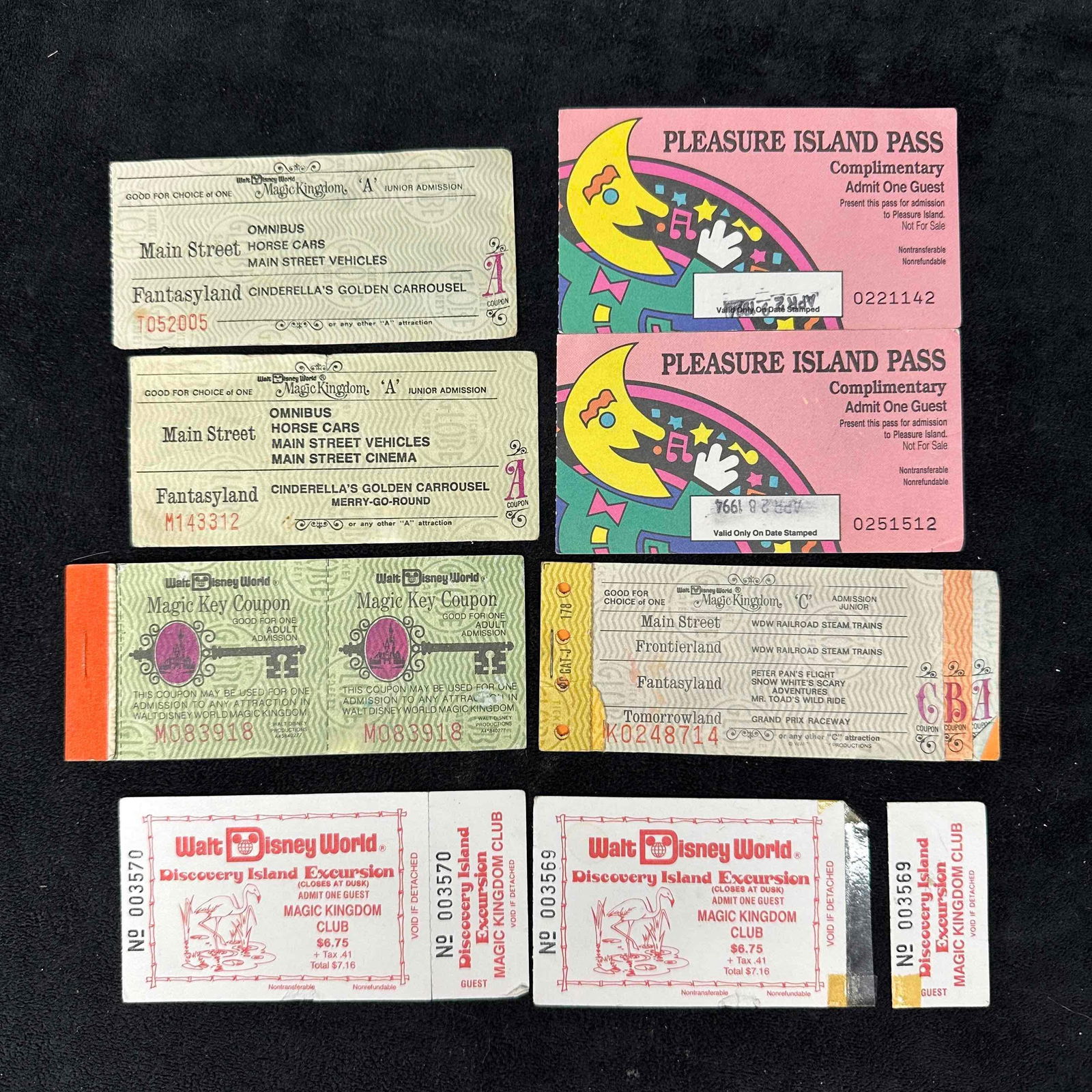 Walt Disney World Ticket Book Discovery and Pleasure Island Tickets Vintage Magic Kingdom Ticket Set (1 of 11)