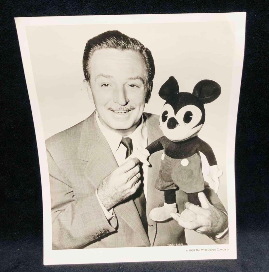 "Best Buddies" Black & White Photograph Of Walt Disney & One Of The Very First Mickey Dolls (2) (1 of 7)