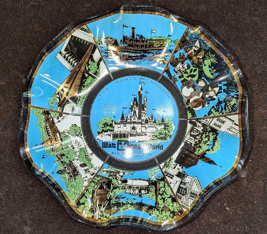 Vintage Disney World Blue Glass Candy Dish 1970s F (1 of 2)
