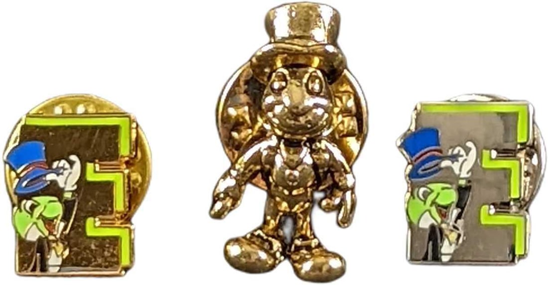 Disney Cast Exclusive Rare Jiminy Cricket Gold & Silver Pins (1 of 5)