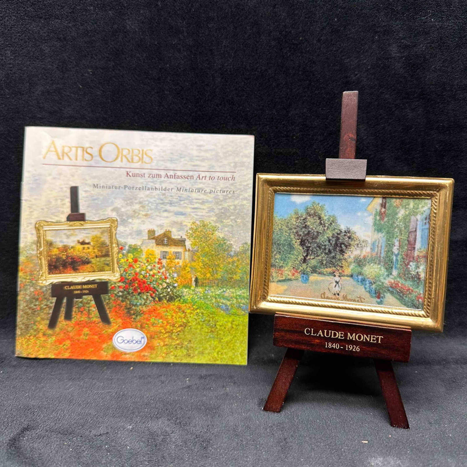 Goebel Artis Orbis Claude Monet Miniature Porcelain Painting: Includes easel and booklet. This item is in good pre-owned, previously displayed condition with light wear, and surface scratches. Please reference all photos for full details. Measures: 6 1/4" x