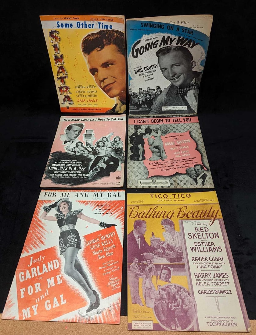 6 Vintage Classic Movie Sheet Music: 6 Vintage Classic Movie Sheet Music. This lot includes: (1) For Me And My Gal. This was copyrighted in 1932. (1) Bathing Beauty. This was copyrighted in 1943. (1) How Many Times Do I H