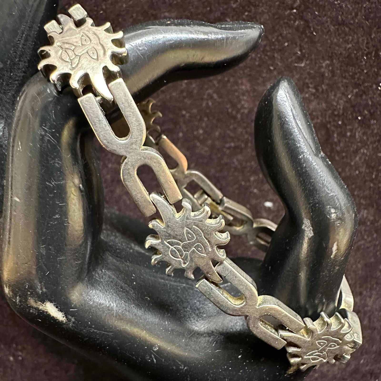 Sun and Bar Link Sterling Silver Vintage 925 Bracelet D51 (1 of 9)